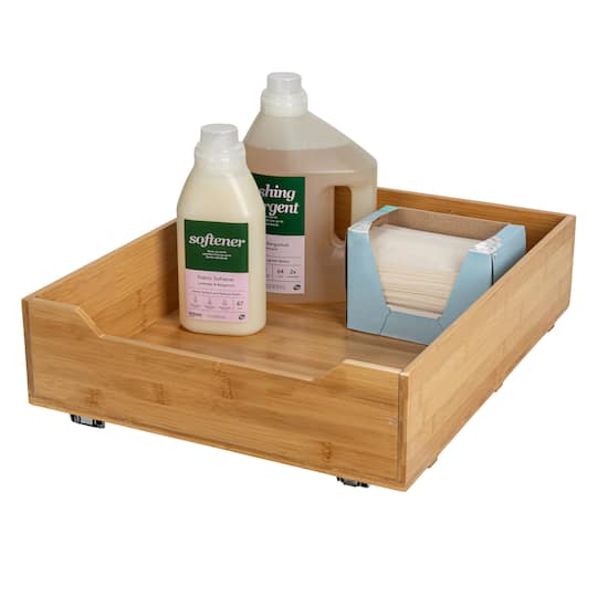 Household Essentials Glidez Bamboo & Steel Slide-Out Storage Organizer in Natural | 21" x 17" x 5.5" | Michaels®